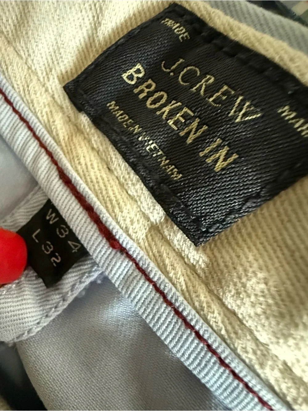 J. Crew Broken In Urban Slim Light Blue Men's Chinos W34 L32